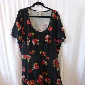 American Rag Black with Red Roses Skater Dress 3X